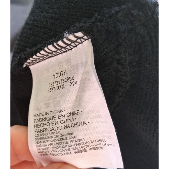 NIKE Beanie Youth Black White Red Knite Fold Over Swoosh Logo Ski Hat Cap - Picture 7 of 10